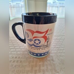 Vintage US Air Force 25th Anniversary Thermo-Sew Coffee Mugs.